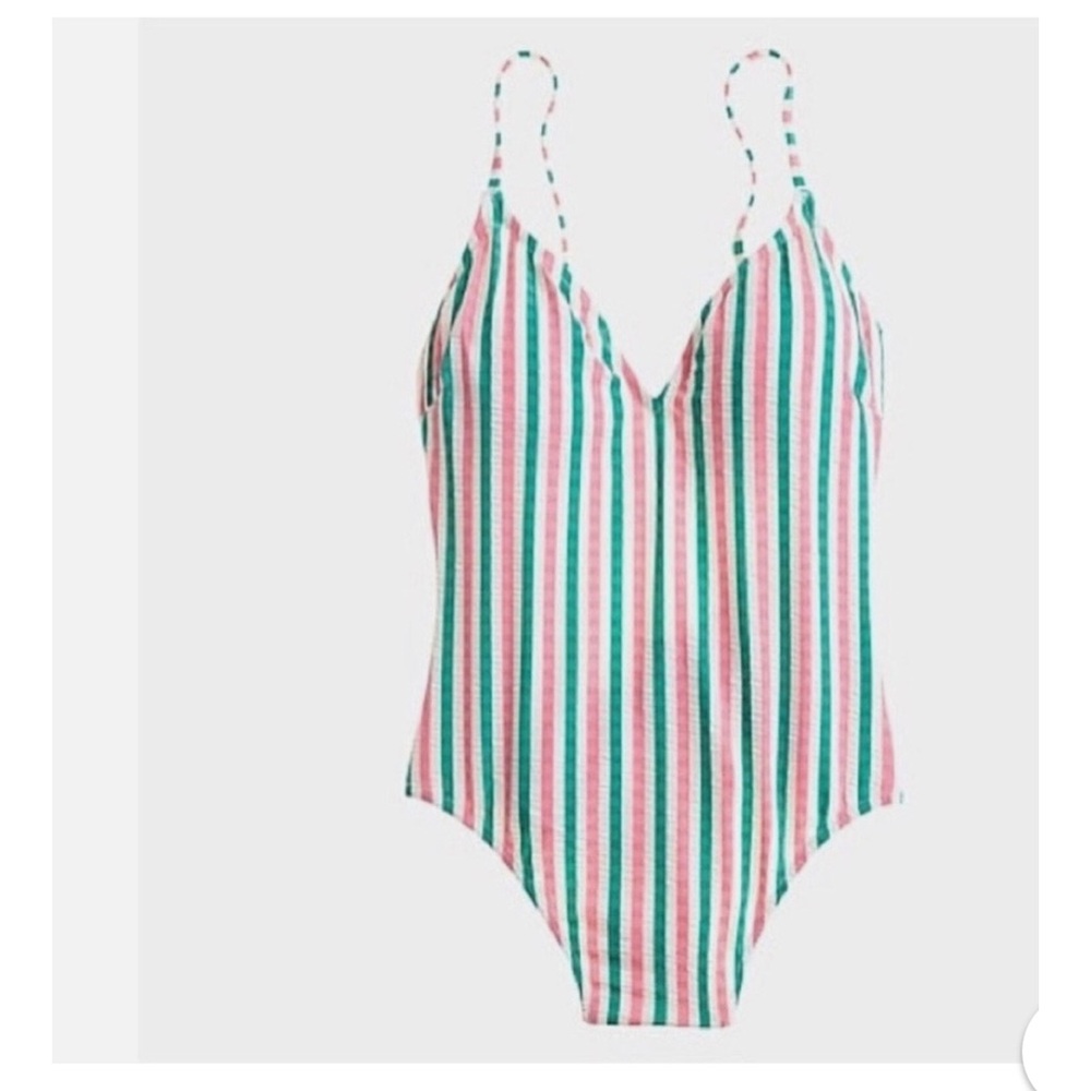 J Crew searsucker striped one piece swimsuit size 4